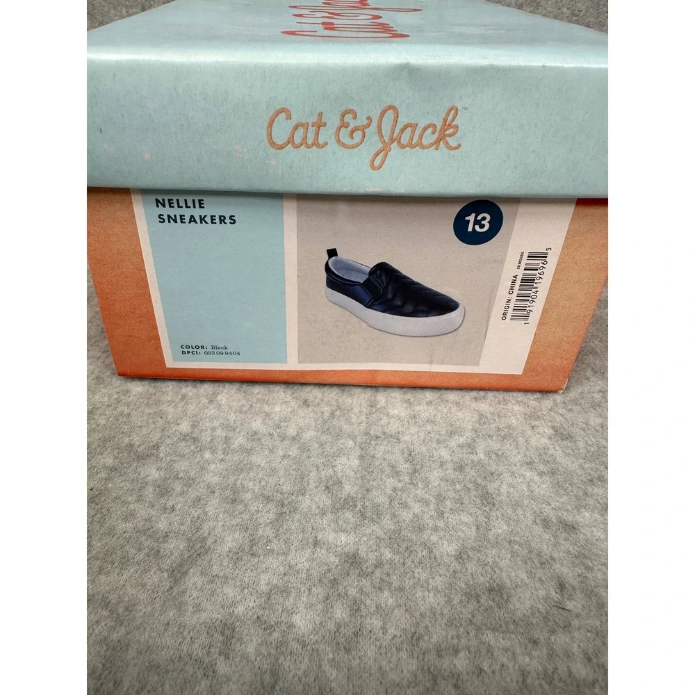 Cat & Jack Black Nellie‎ Sneakers Kids Size 13 Slip On Shoes
